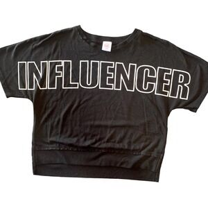 INFLUENCER 3/4 sleeve Plus Size Junior Semi crop black shirt